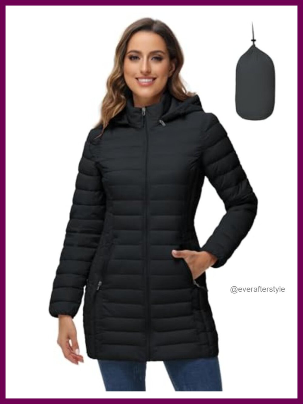 Packable Puffer Jacket with Hood Lightweight Quilted Travel Coat
